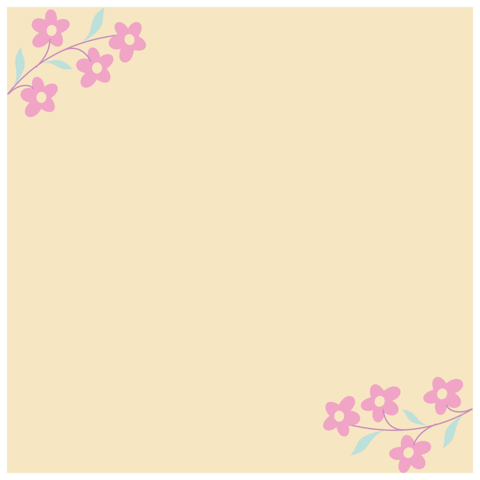 Cute floral frame with pink flowers on a beige background. Vector ...