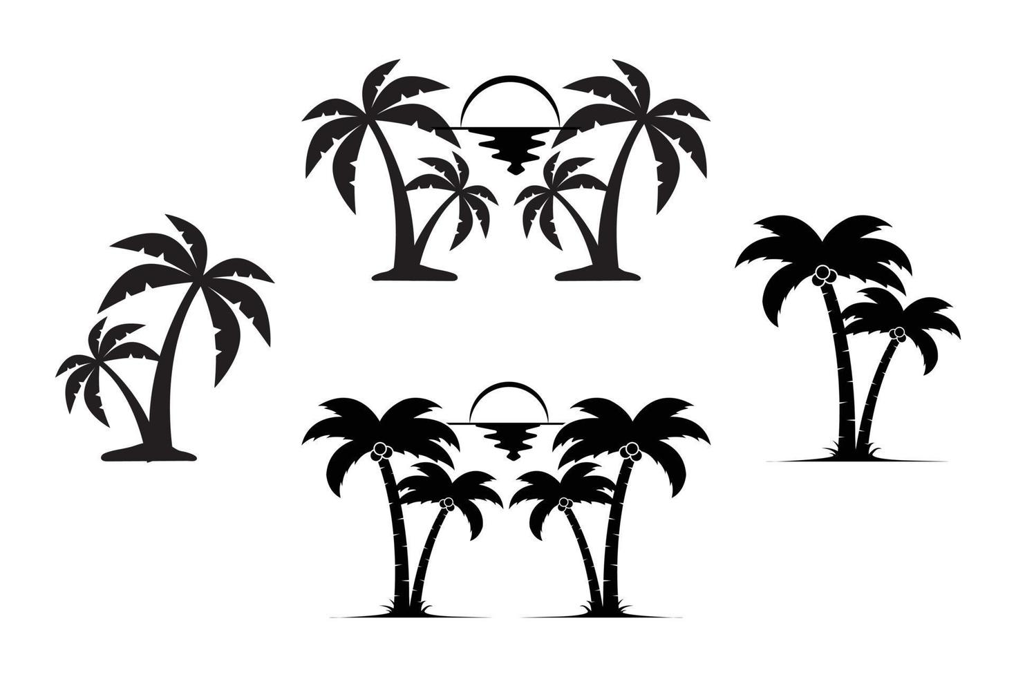 Palm tree silhouette in sunset time vector