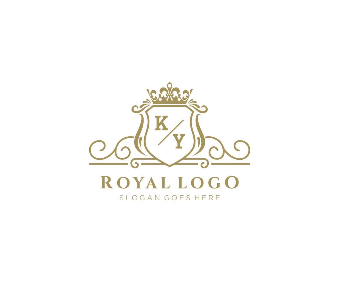 Initial KY Letter Luxurious Brand Logo Template, for Restaurant, Royalty, Boutique, Cafe, Hotel, Heraldic, Jewelry, Fashion and other vector illustration.