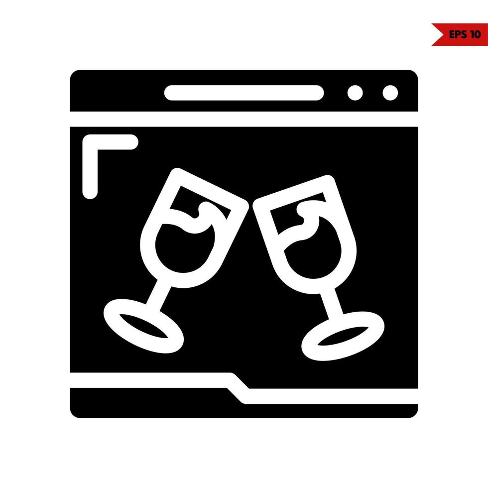 glass drink in monitor glyph icon vector