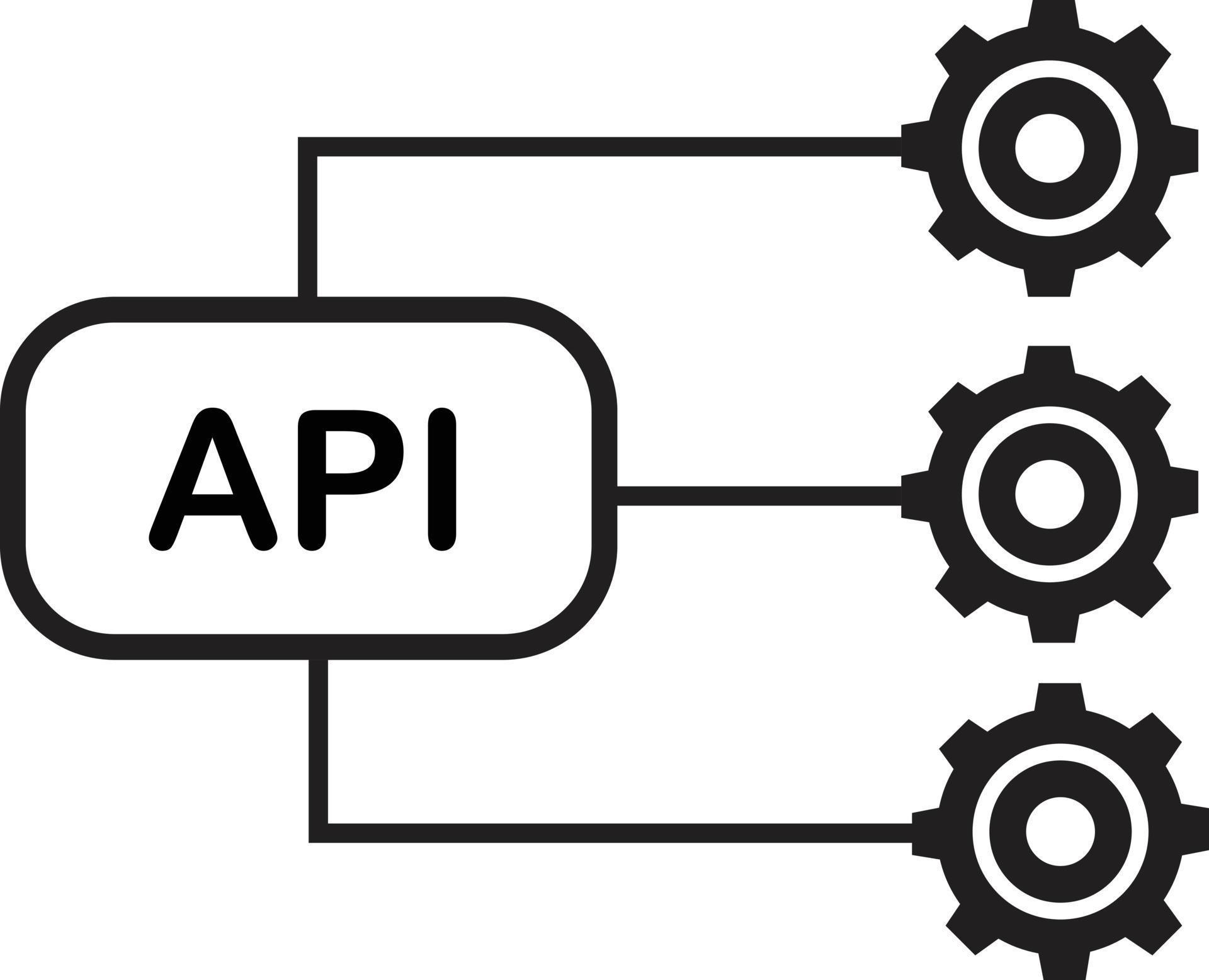 Api linear icon on white background. Api logo. Software integration ...