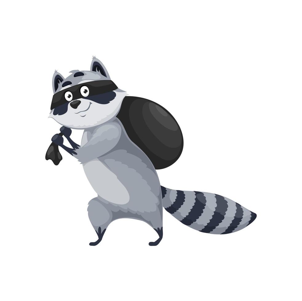 Cartoon raccoon character, isolated vector bandit