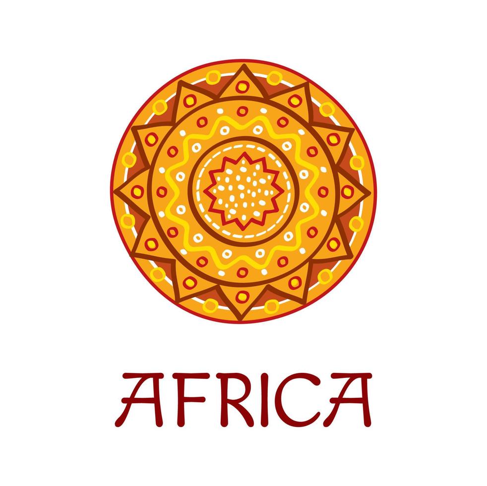 Africa icon, African pattern sun ornament, travel vector