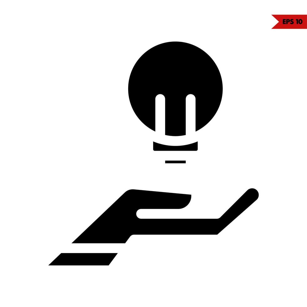lamp in over hand glyph icon vector