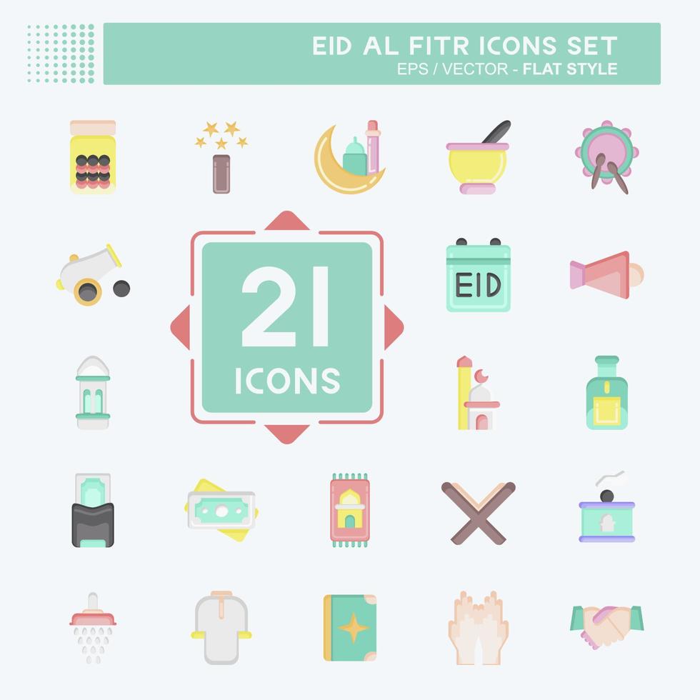Icon Set Eid Al Fitr. related to Education symbol. islamic. ramadhan. simple illustration vector