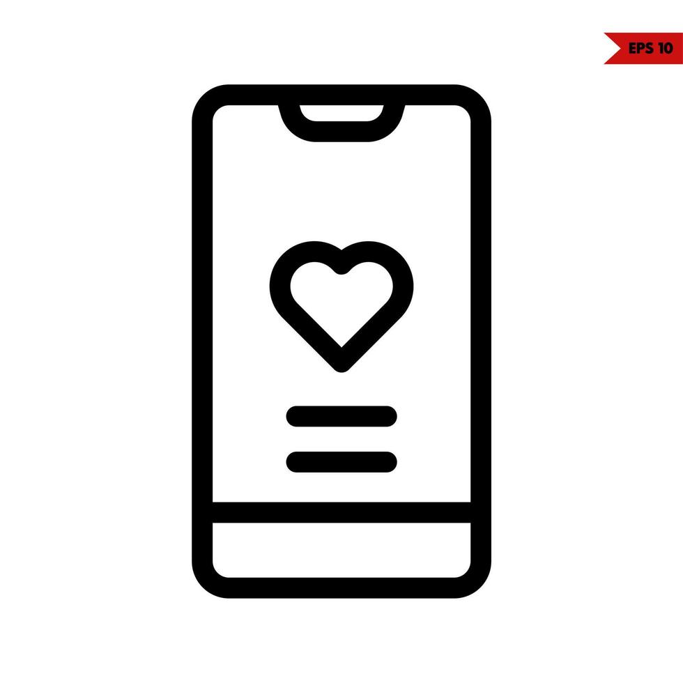 love in screen mobile phone line icon vector