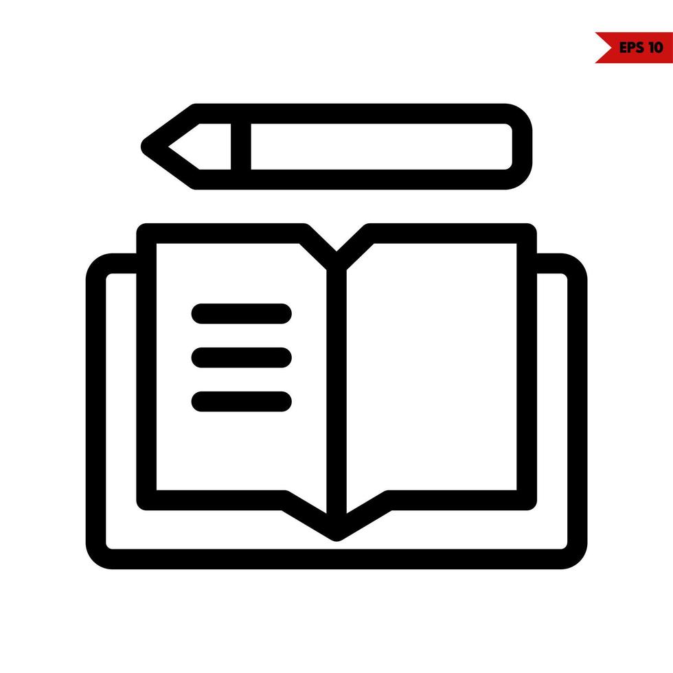 book with pen line icon vector