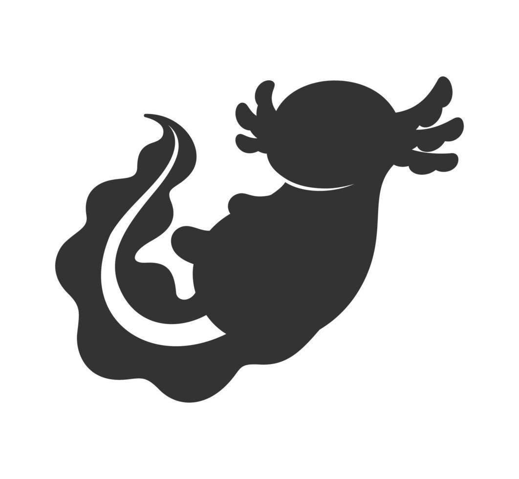 Axolotl cartoon silhouette. Simple flat vector illustration design.