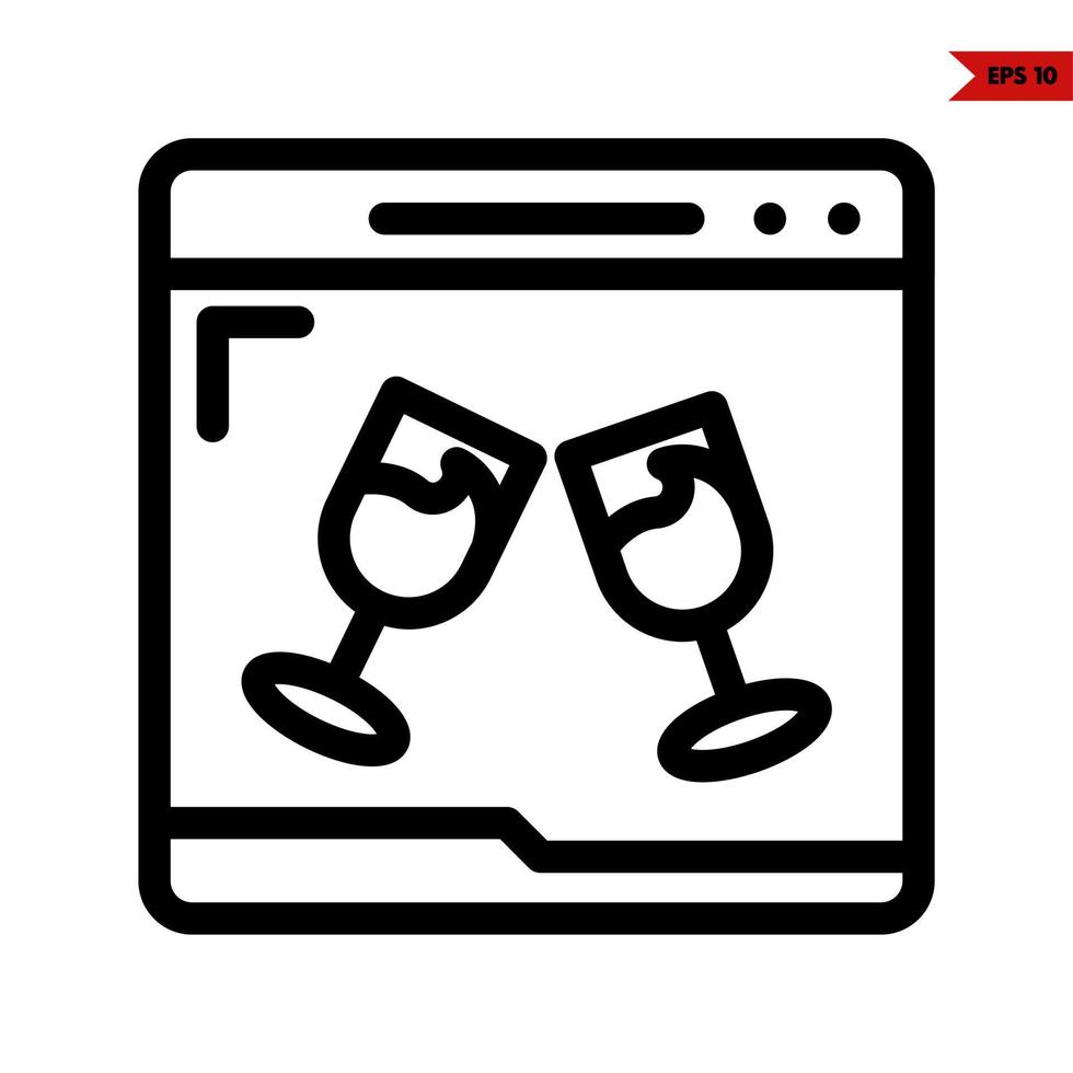 glass drink in monitor line icon vector