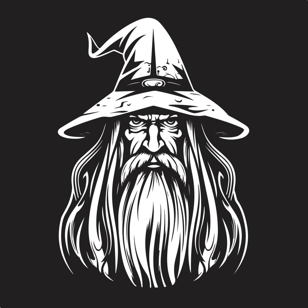 elder wizard, vector concept digital art, hand drawn illustration