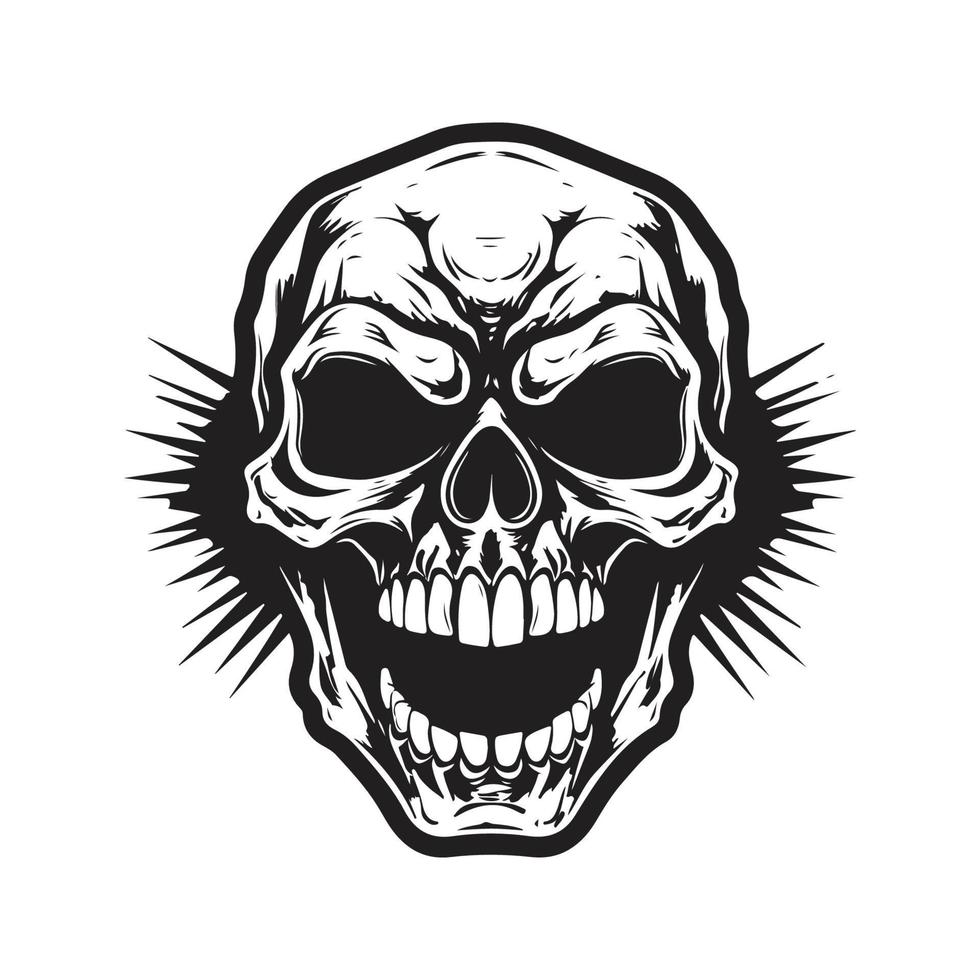 screaming skull, vector concept digital art, hand drawn illustration