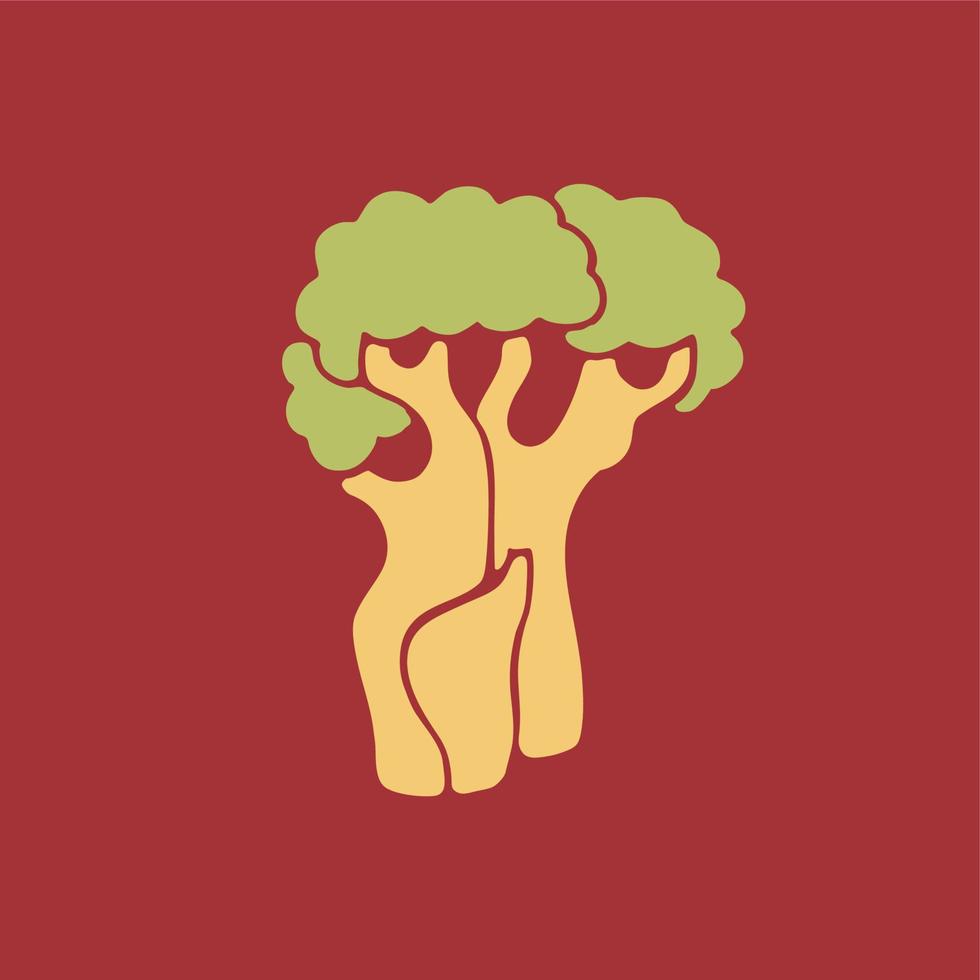 Baobab tree. Cartoon style isolated vector illustration.