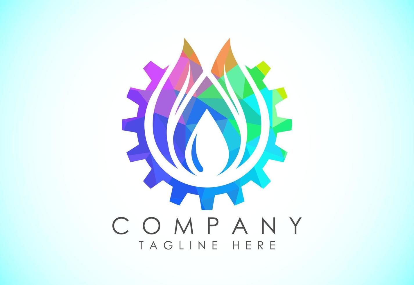 Polygonal fire flame logo icon. Low poly style oil and gas industry logo design concept. vector