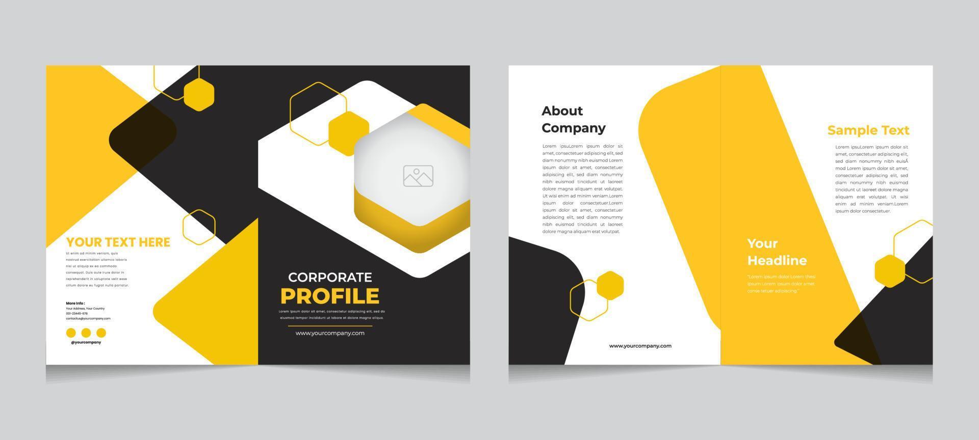 Basic Yellow and Black Company Profile Template vector