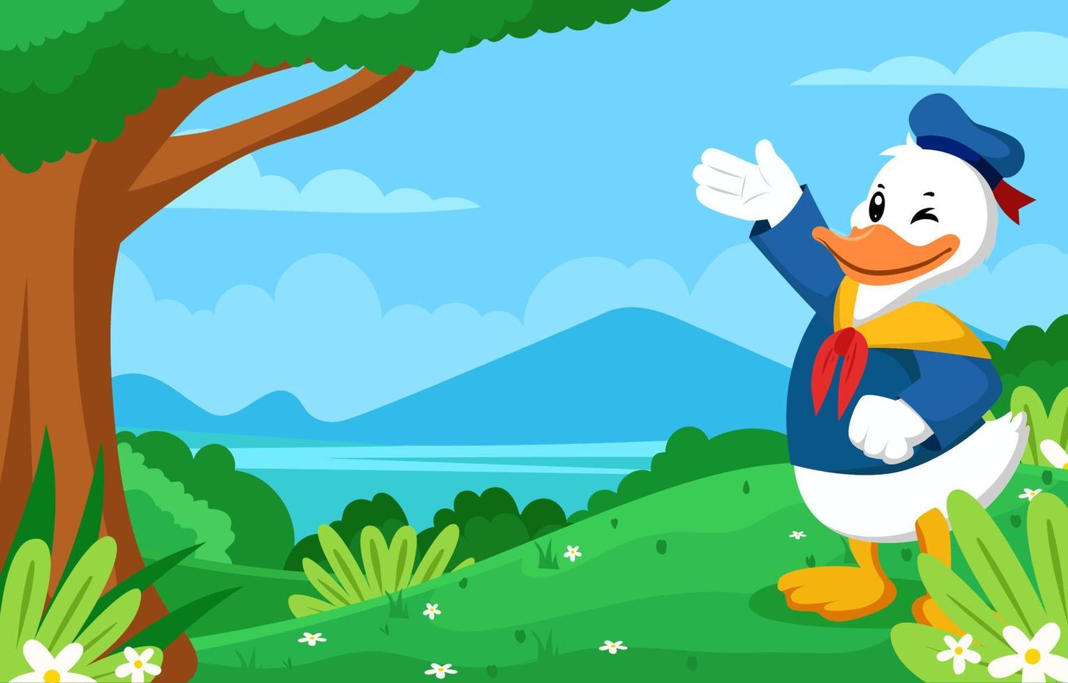 Sailor Duck In The Nature Background vector