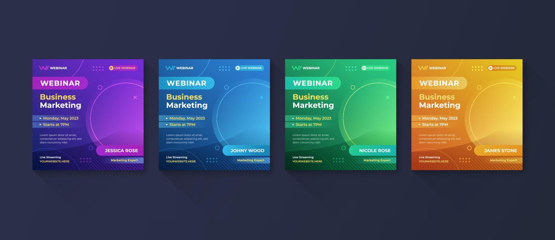 Business marketing webinar social media post template vector