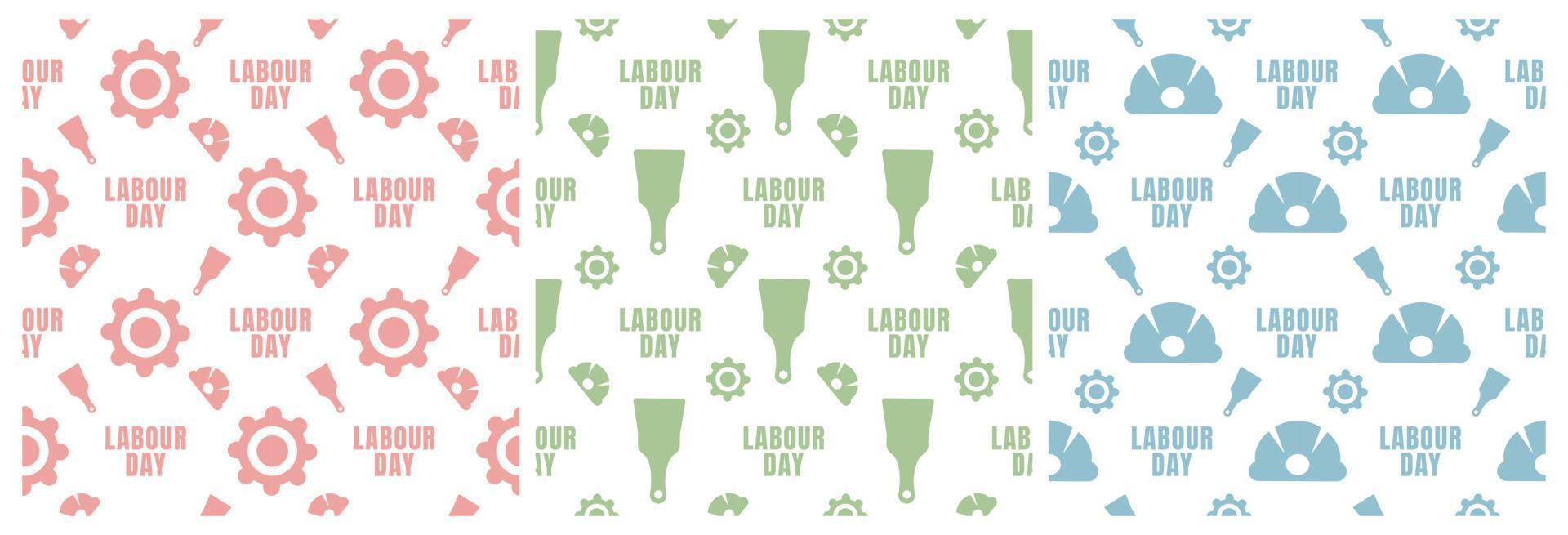 Set of Happy Labor Day Seamless Pattern Design Illustration with Different Professions in Template Hand Drawn vector