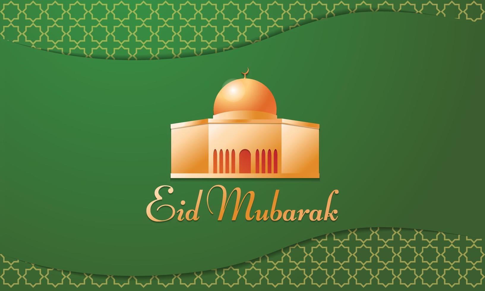 3d Eid Mubarak Background, Card. Eid Mubarak, Mosque, With Gold Color vector