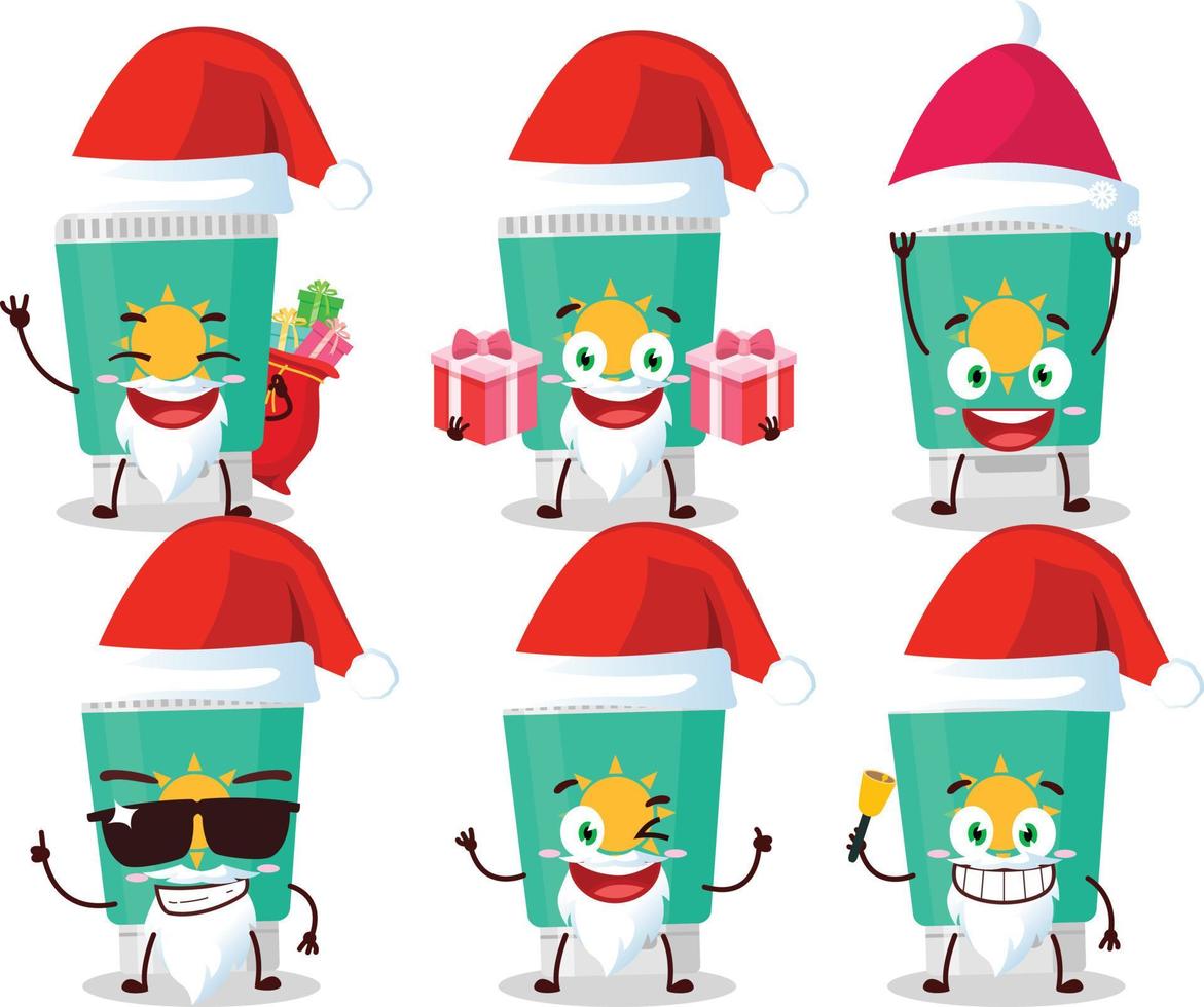 Papa Noel claus emoticones con bloqueador solar dibujos animados personaje vector