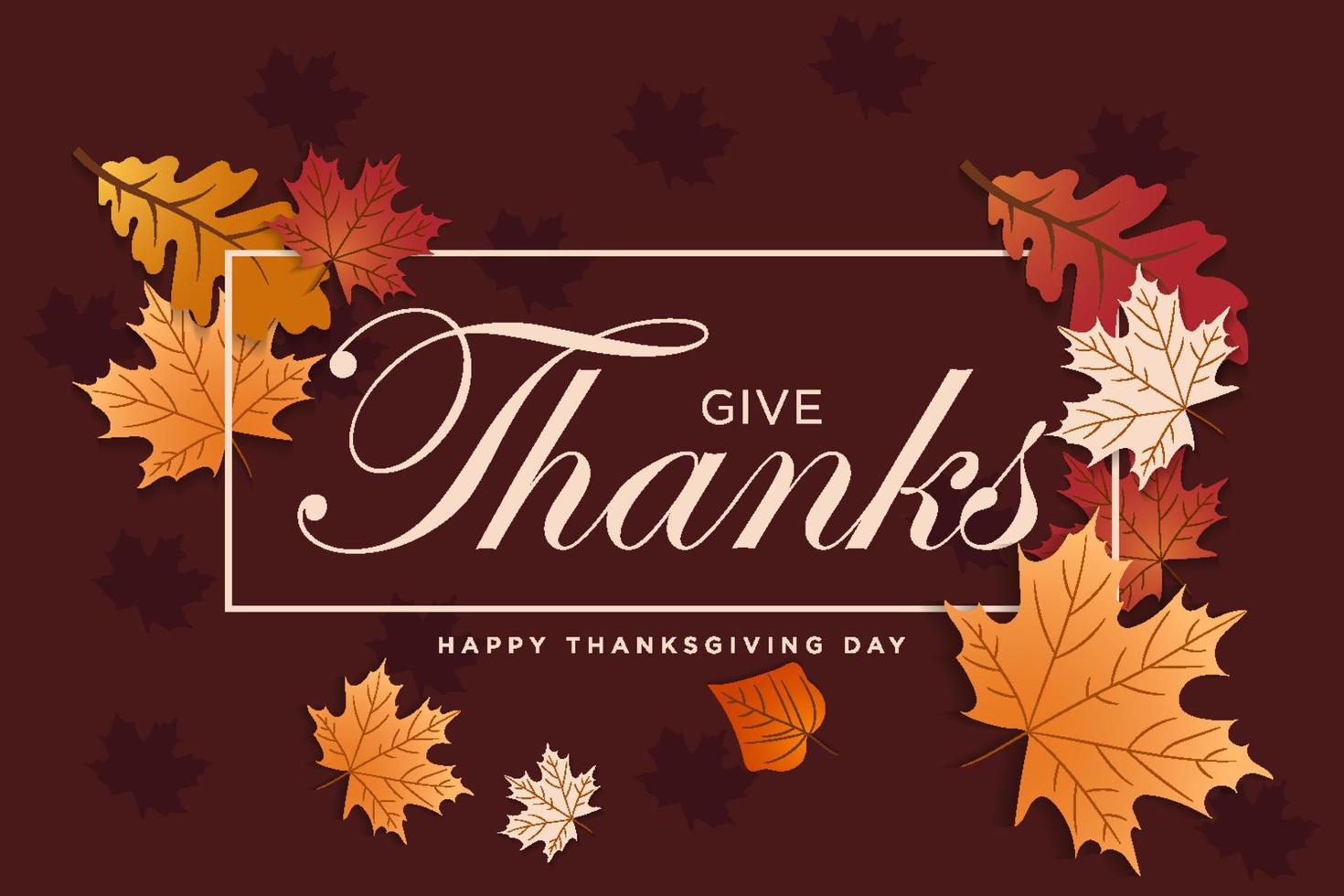 elegant thanksgiving lettering with maple leaf and frame vector