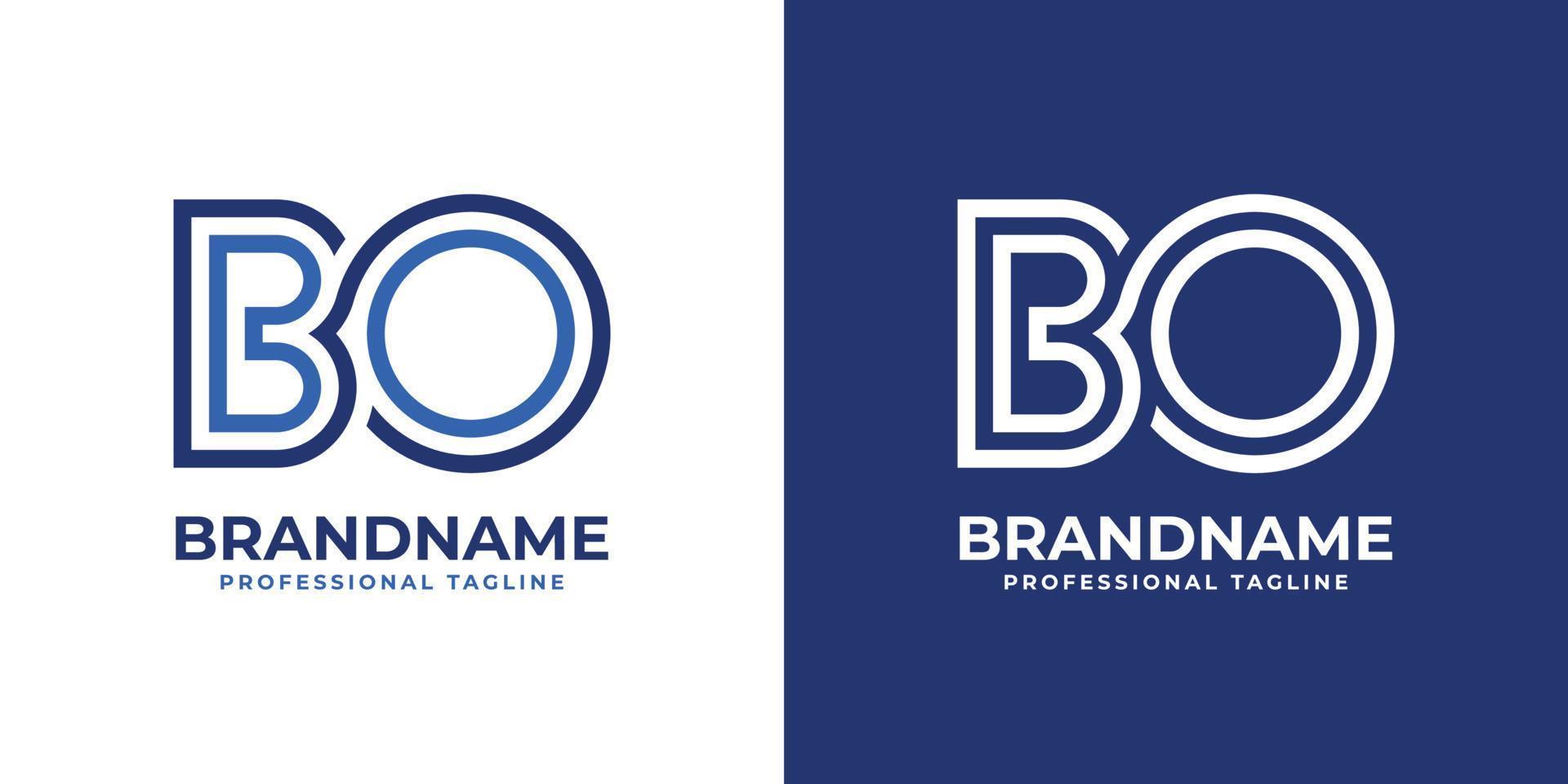 Letter BO Line Monogram Logo, suitable for any business with BO or OB initials. vector