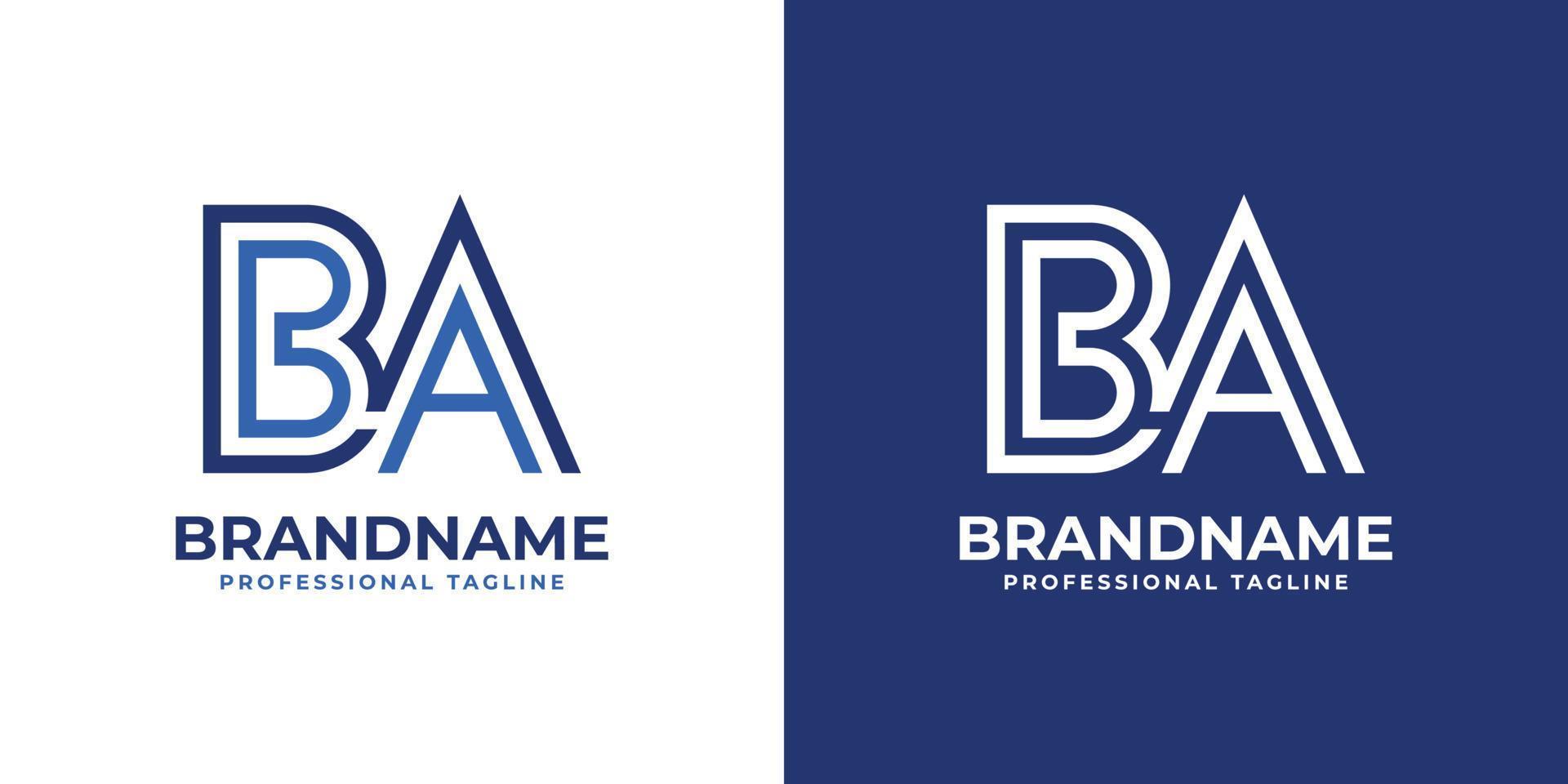 Letter BA Line Monogram Logo, suitable for any business with BA or AB initials. vector