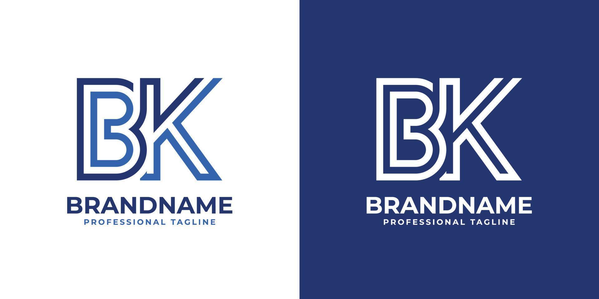 Letter BK Line Monogram Logo, suitable for any business with BK or KB initials. vector