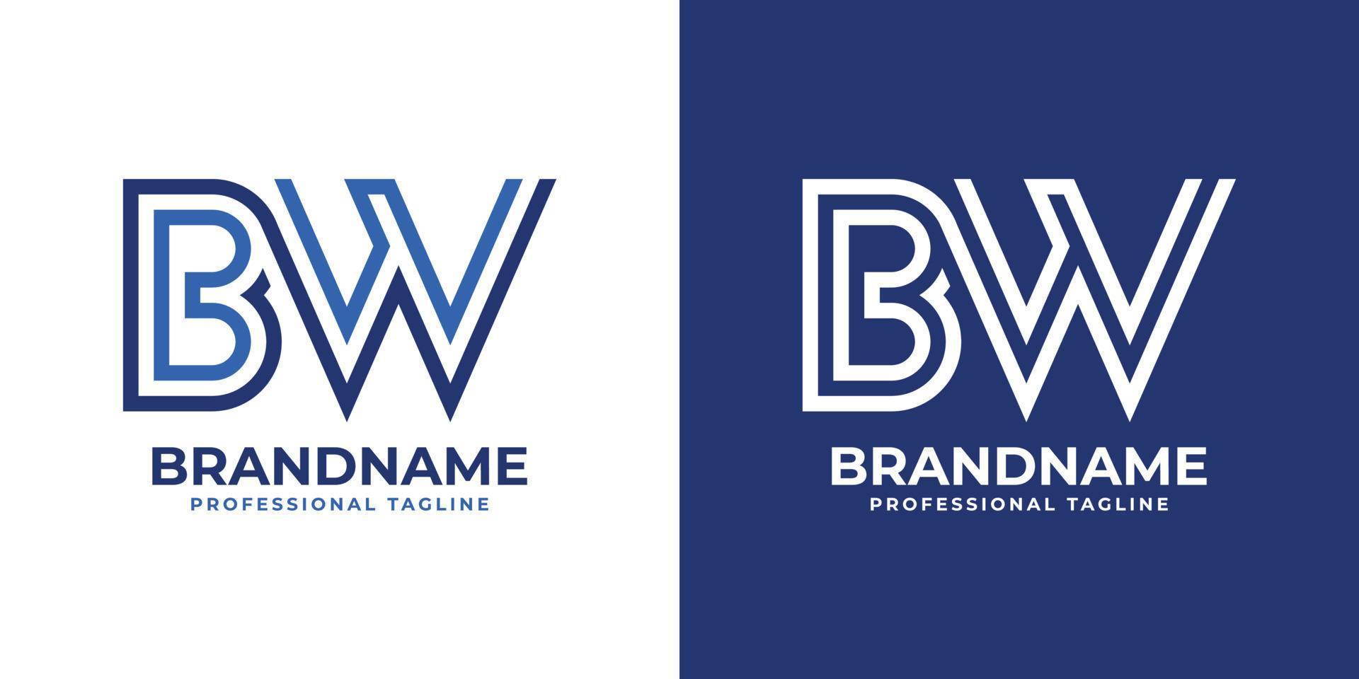 Letter BW Line Monogram Logo, suitable for any business with BW or WB initials. vector