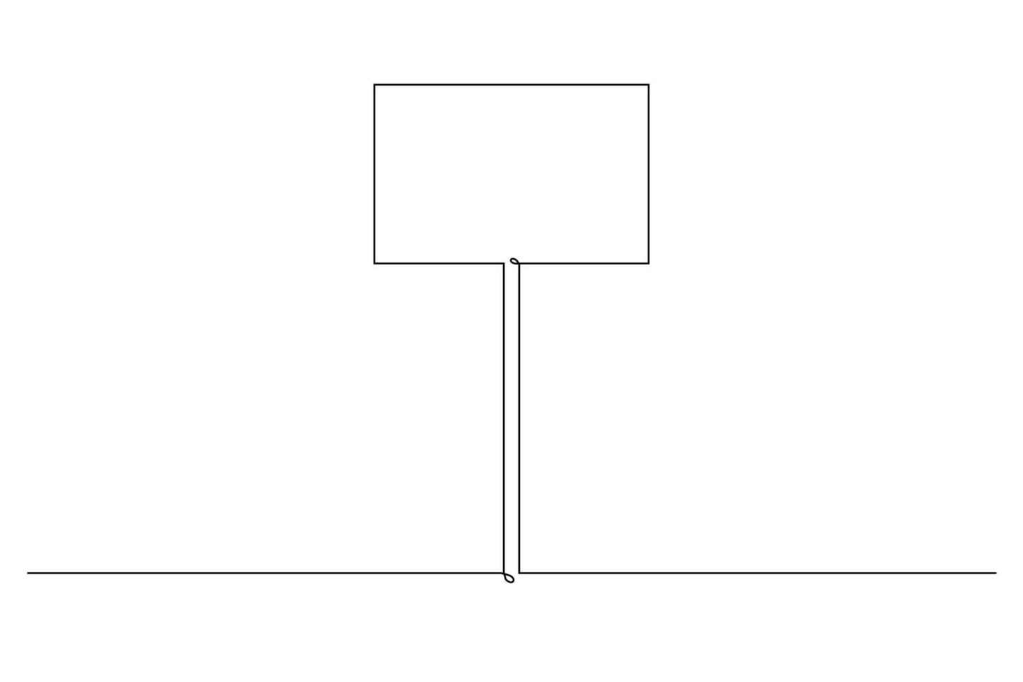 Single continuous line drawing template of square road sign. One line draw vector illustration.
