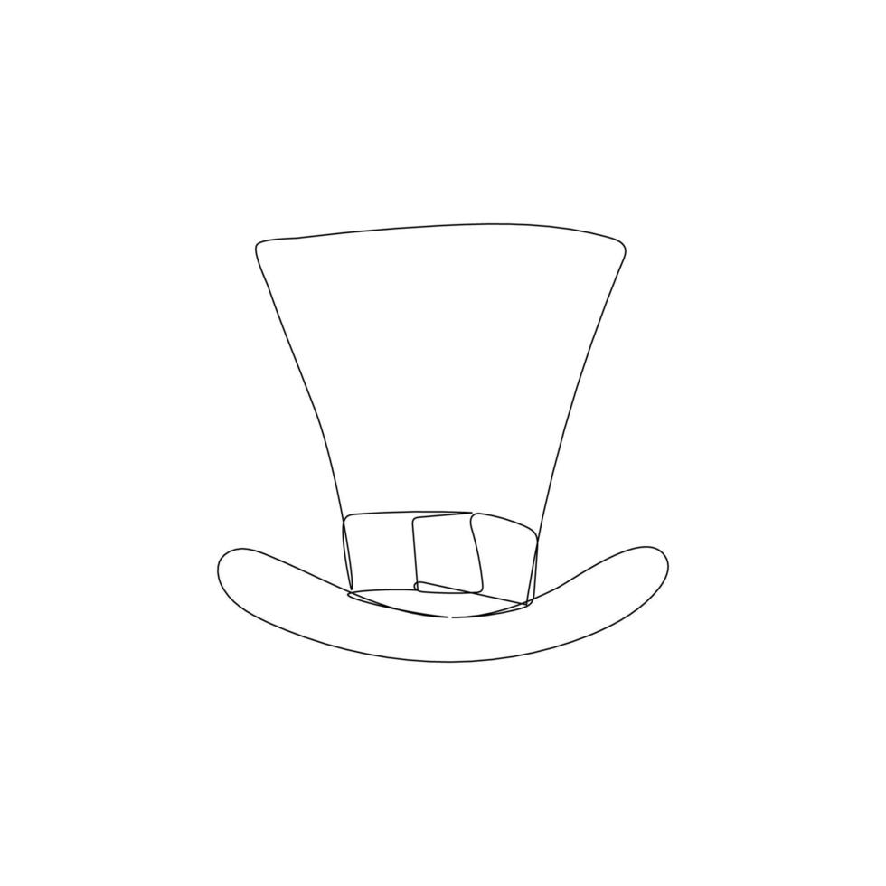 One line drawing. Continuous line art. Leprechaun hat. Hand drawn minimalistic design for simple logo, icon or emblem for St. Patrick Day. Editable stroke, vector. vector