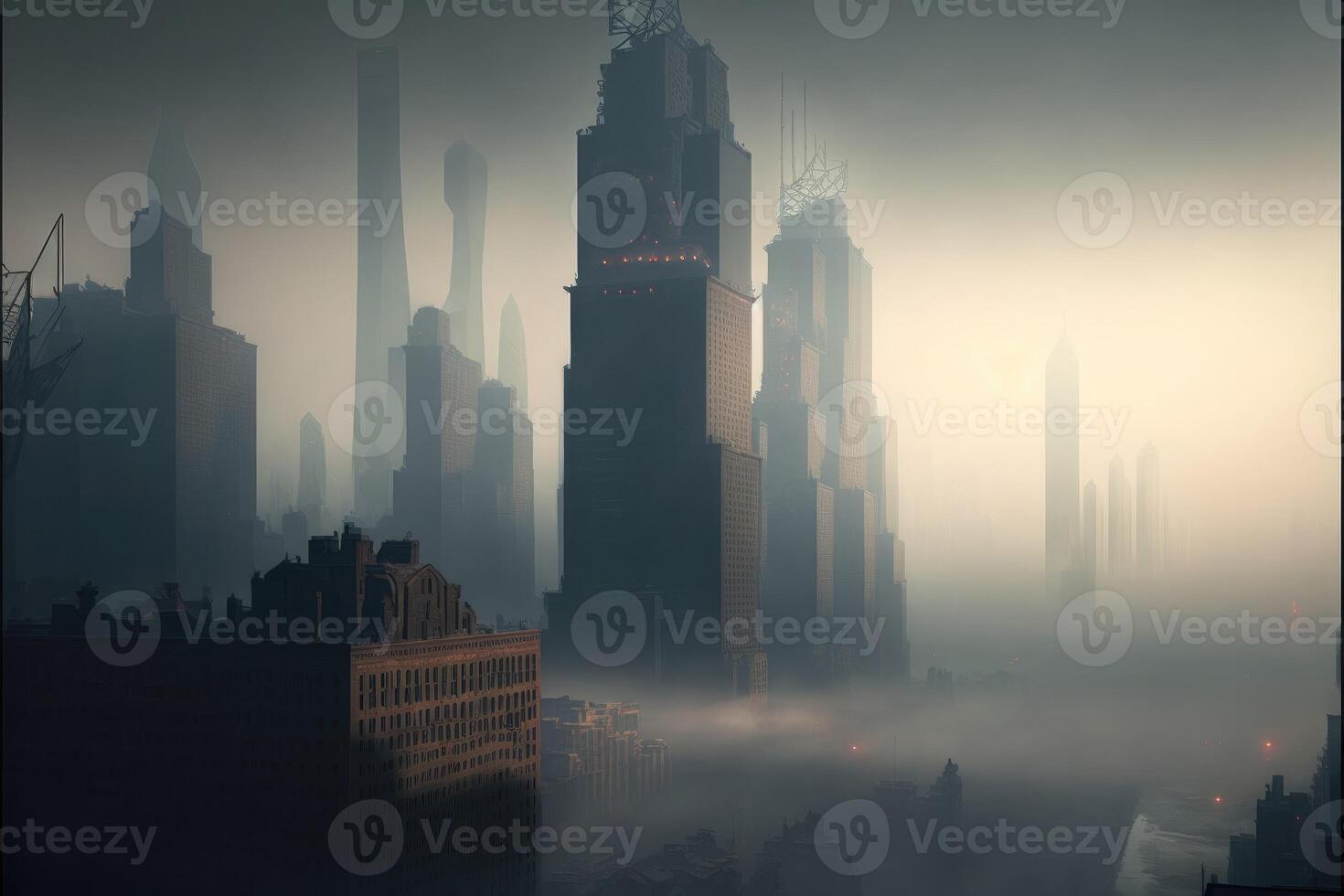 el sofocante niebla tóxica. aire contaminación en ciudades ai generado foto