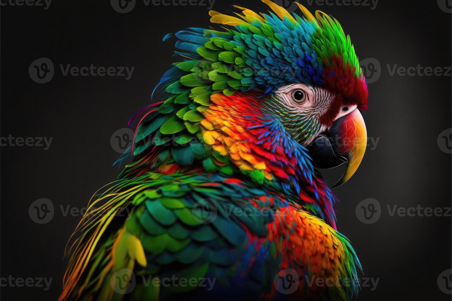 Parrot with colorful feathers. photo