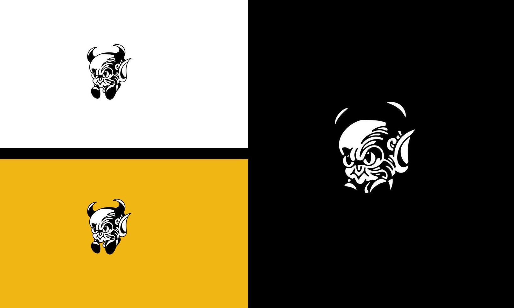 head devil and horn vector line art design
