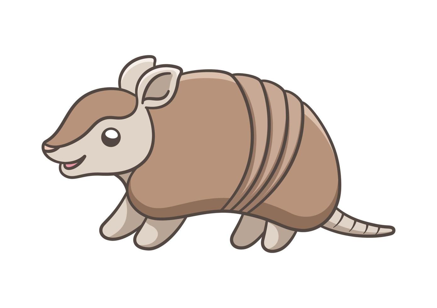 Armadillo standing and smiling cartoon vector illustration simple version. Cute animal character design for kids.