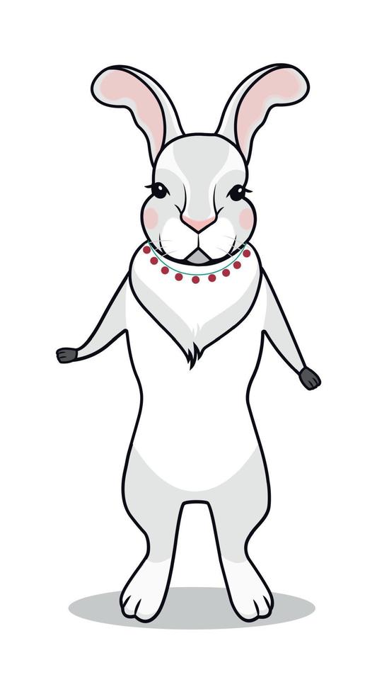 White hare. New Year character. Vector illustration