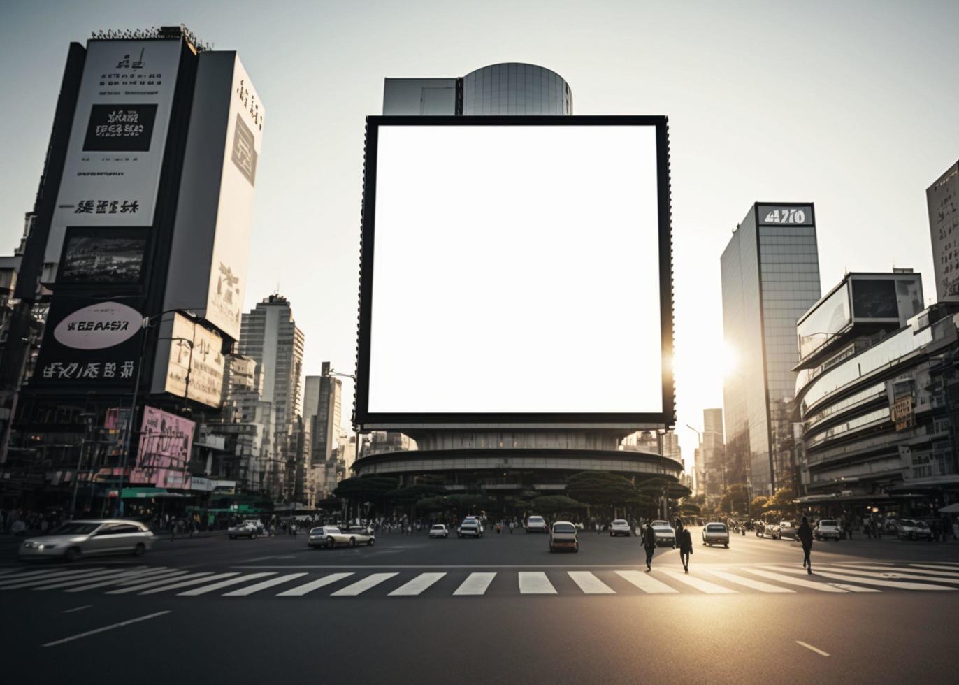 blank billboard on the city street photo