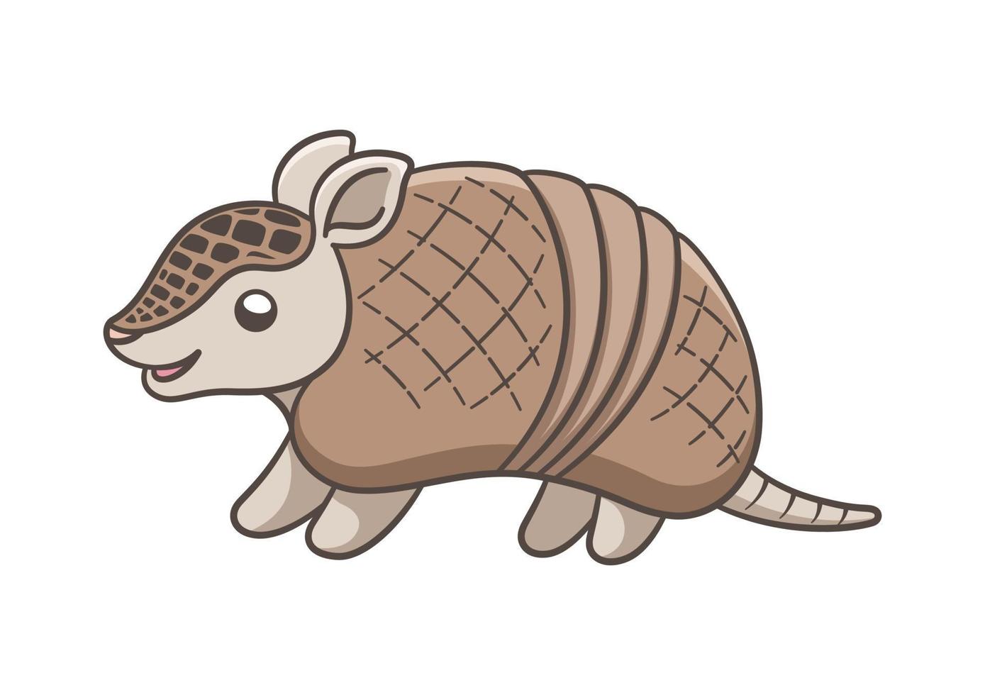 Armadillo standing and smiling cartoon vector illustration simple version. Cute animal character design for kids.