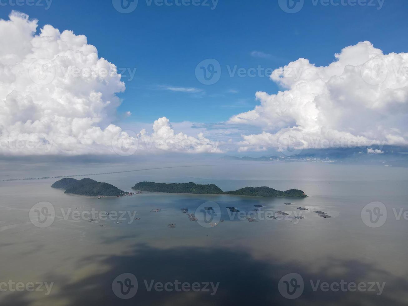 Aerial view blue sunny day at Pulau Aman and Pulau Gedong photo