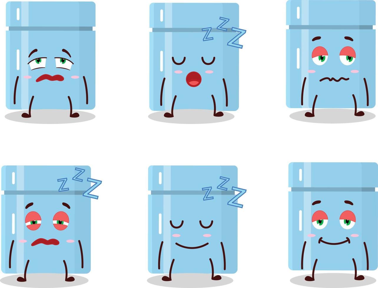 Cartoon character of fridge with sleepy expression vector