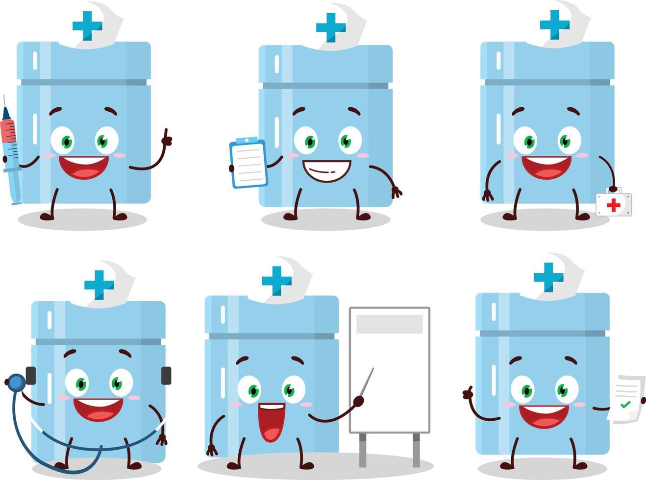 Doctor profession emoticon with fridge cartoon character vector