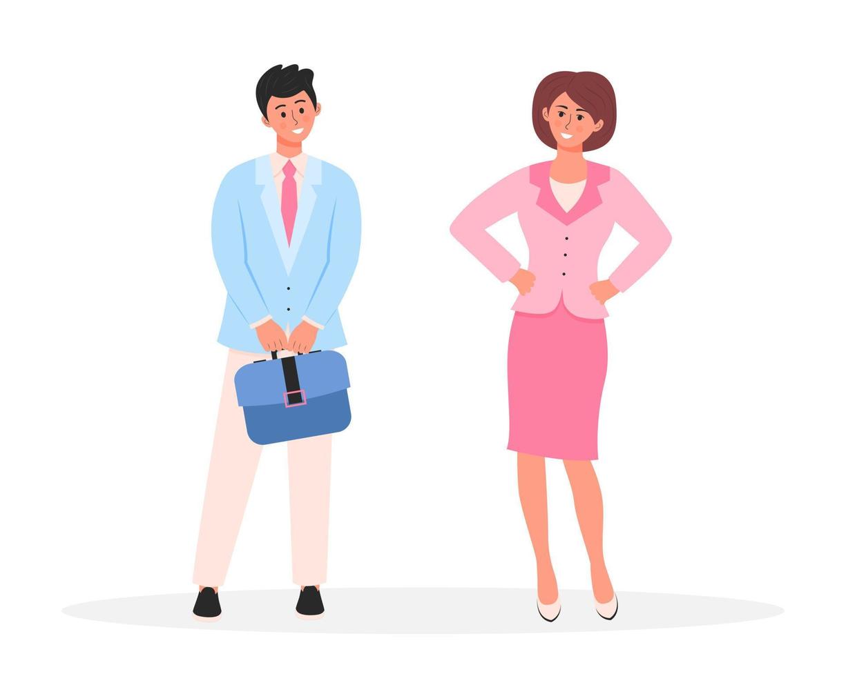 Businessman and businesswoman isolated on white background. Office people in business suits. Business Team. vector