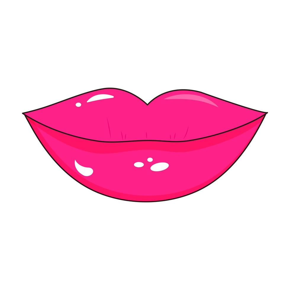 Sexy glossy smiling lips in pop art style. Female mouth icon. vector