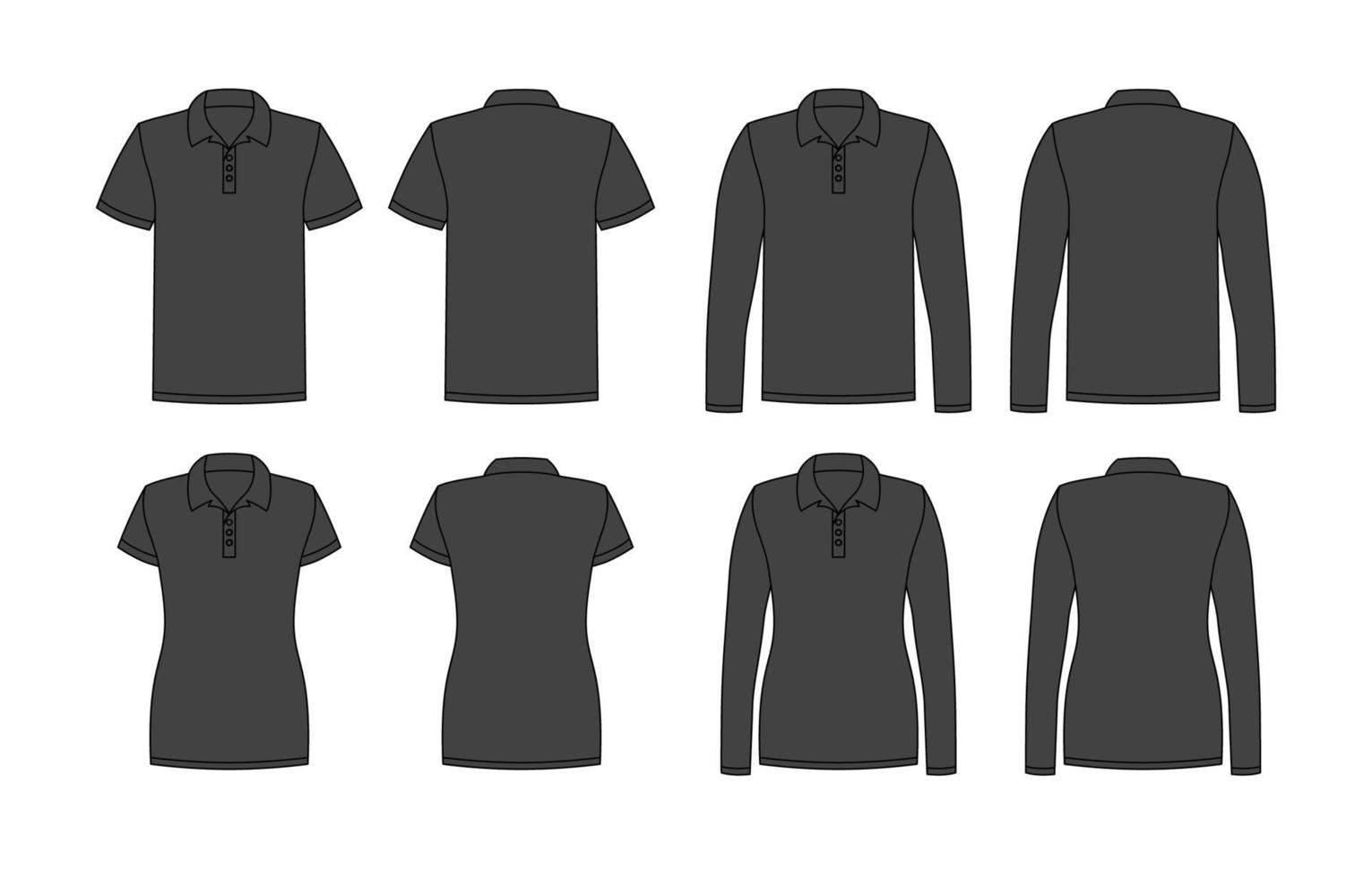 Men And Women Black Polo Shirt Mock Up Template vector