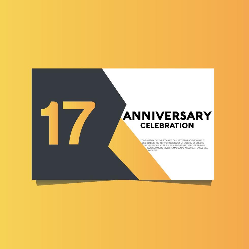 17 years anniversary celebration anniversary celebration template design with yellow color background vector
