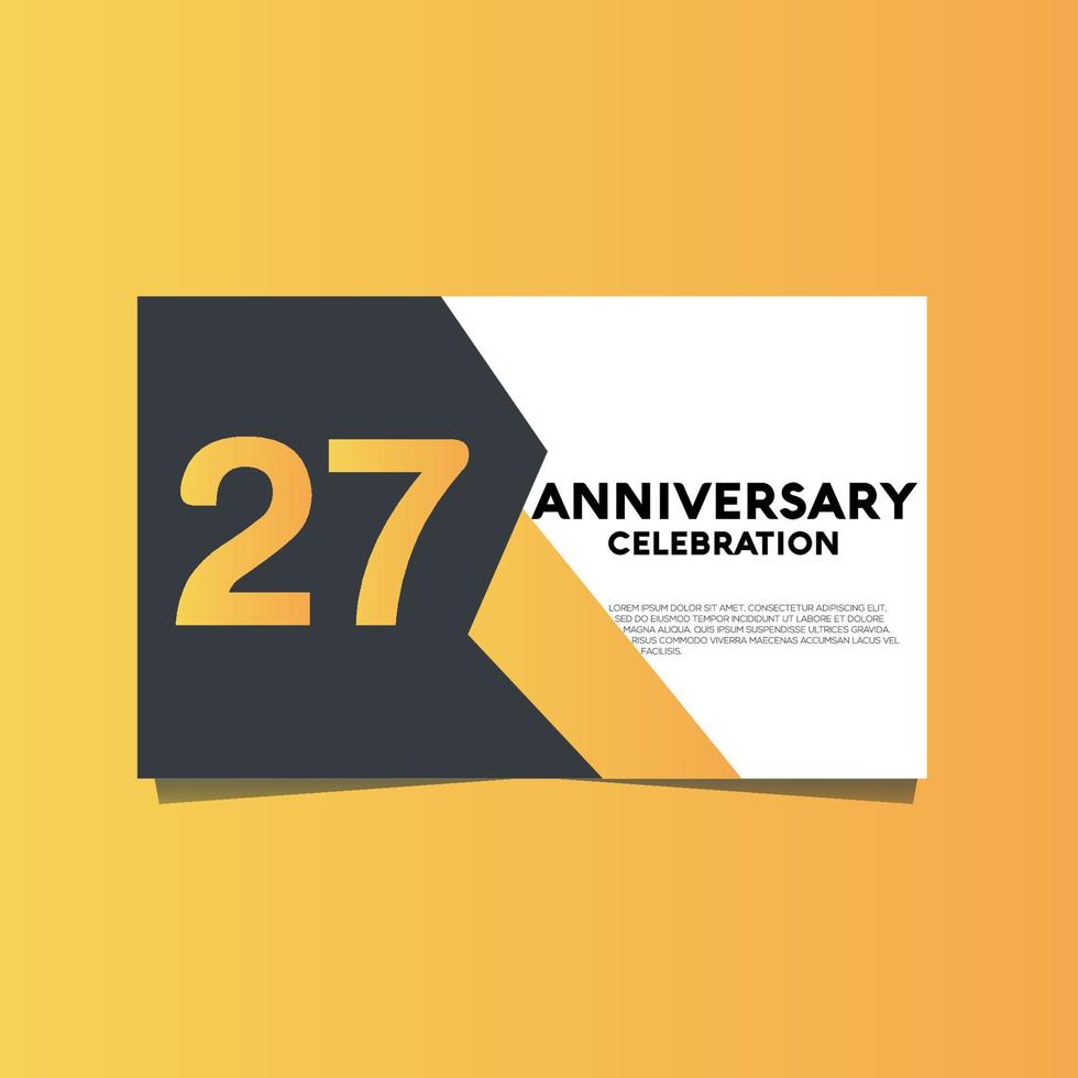 27 years anniversary celebration anniversary celebration template design with yellow color background vector