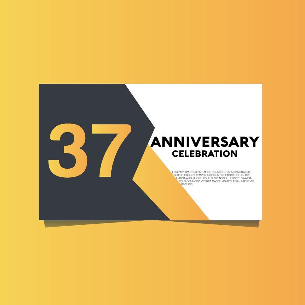 37 years anniversary celebration anniversary celebration template design with yellow color background vector
