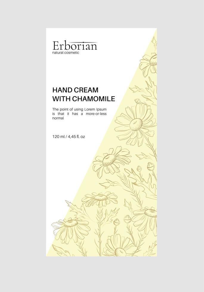 Packaging design for herbal cosmetics. Hand drawn vector illustration calendula