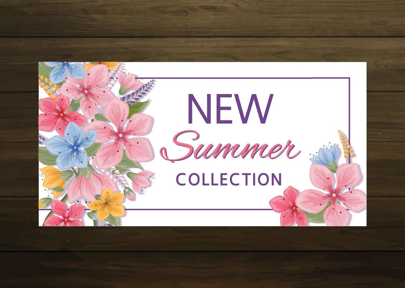 New summer collection banner. Flower vector