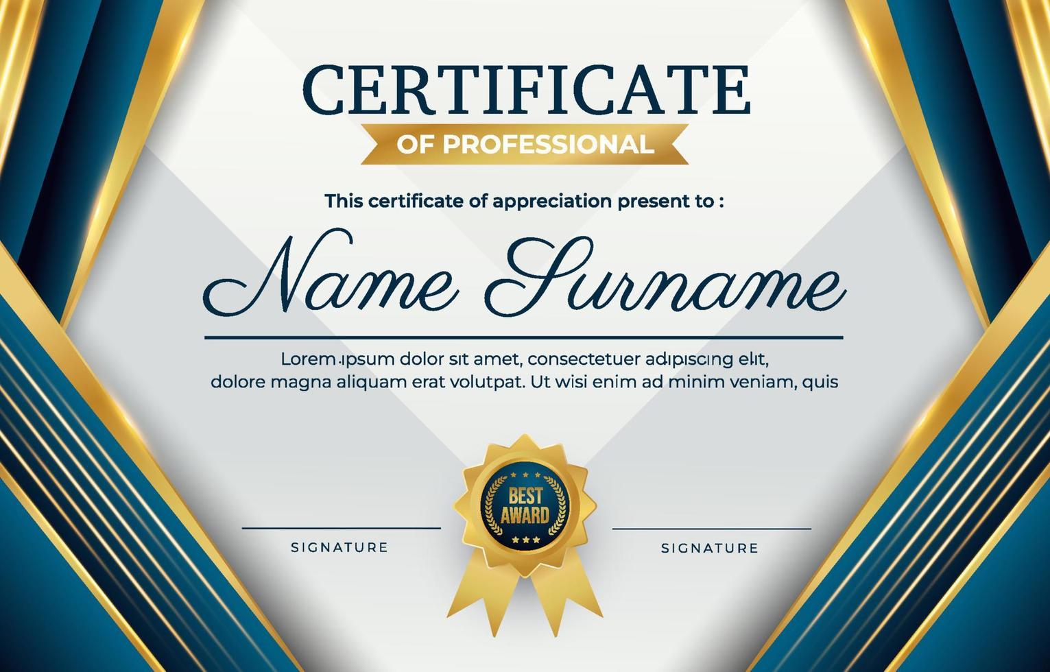 Certificate Professional Blue Background vector