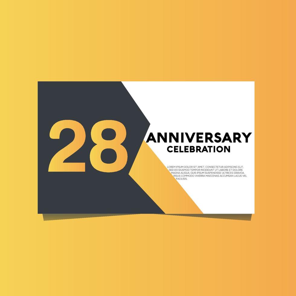 28 años aniversario celebracion aniversario celebracion modelo diseño con amarillo color antecedentes vector
